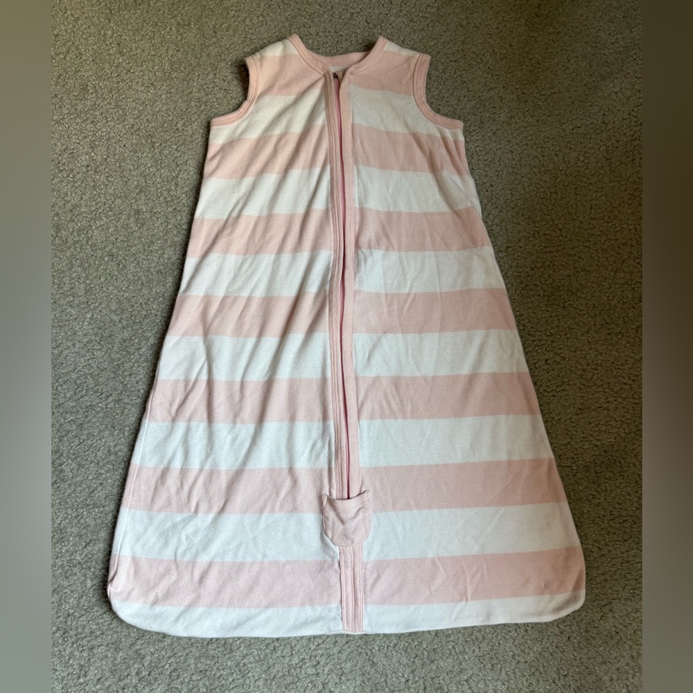 Burt's Bees Pink and White Striped Kids Pajama Sleep Sack